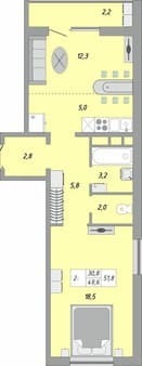 Продается двухкомнатная квартира, 51.8 м², этаж 16 из 24. Фото 1