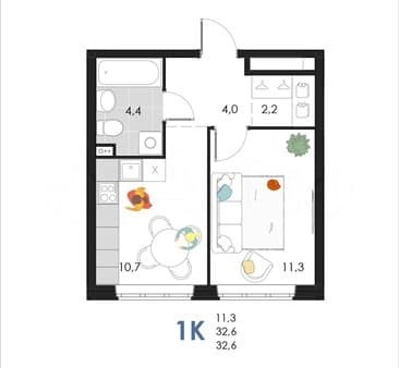 Продам однокомнатную квартиру, 32.6 м², этаж 1 из 6. Фото 1