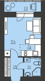 Продам однокомнатную квартиру, 24.2 м², этаж 9 из 10. Фото 1