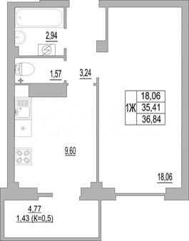 Продам однокомнатную квартиру, 53.9 м², этаж 9 из 10. Фото 7