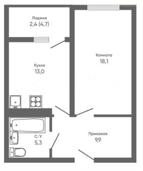Продажа однокомнатной квартиры, 51 м², этаж 5 из 23. Фото 6