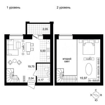 Продаем двухкомнатную квартиру, 41.7 м², этаж 4 из 4. Фото 1