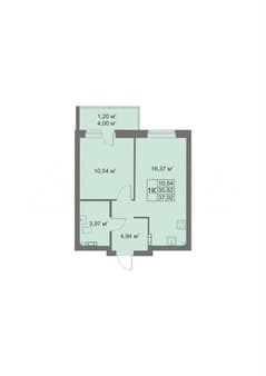 Продажа однокомнатной квартиры, 39.8 м², этаж 2 из 2. Фото 2