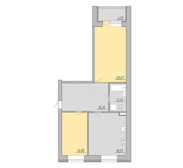 Продажа двухкомнатной квартиры, 76.9 м², этаж 3 из 9. Фото 1