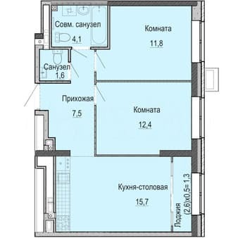 Продаю двухкомнатную квартиру, 53.1 м², этаж 2 из 26. Фото 1