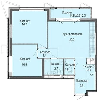 Купить двухкомнатную квартиру, 61.7 м², этаж 4 из 26. Фото 1