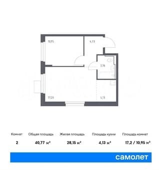 Купить двухкомнатную квартиру, 40.8 м², этаж 6 из 11. Фото 1