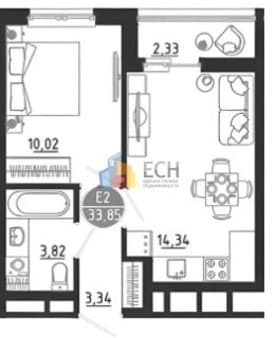 Продажа однокомнатной квартиры, 33.76 м², этаж 7 из 10. Фото 7