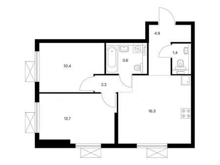 Продаю двухкомнатную квартиру, 51.5 м², этаж 24 из 33. Фото 1