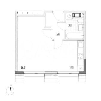 Продажа однокомнатных апартаментов, 32.5 м², этаж 4 из 7. Фото 2