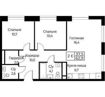 Продать двухкомнатные апартаменты, 62.9 м², этаж 19 из 19. Фото 7