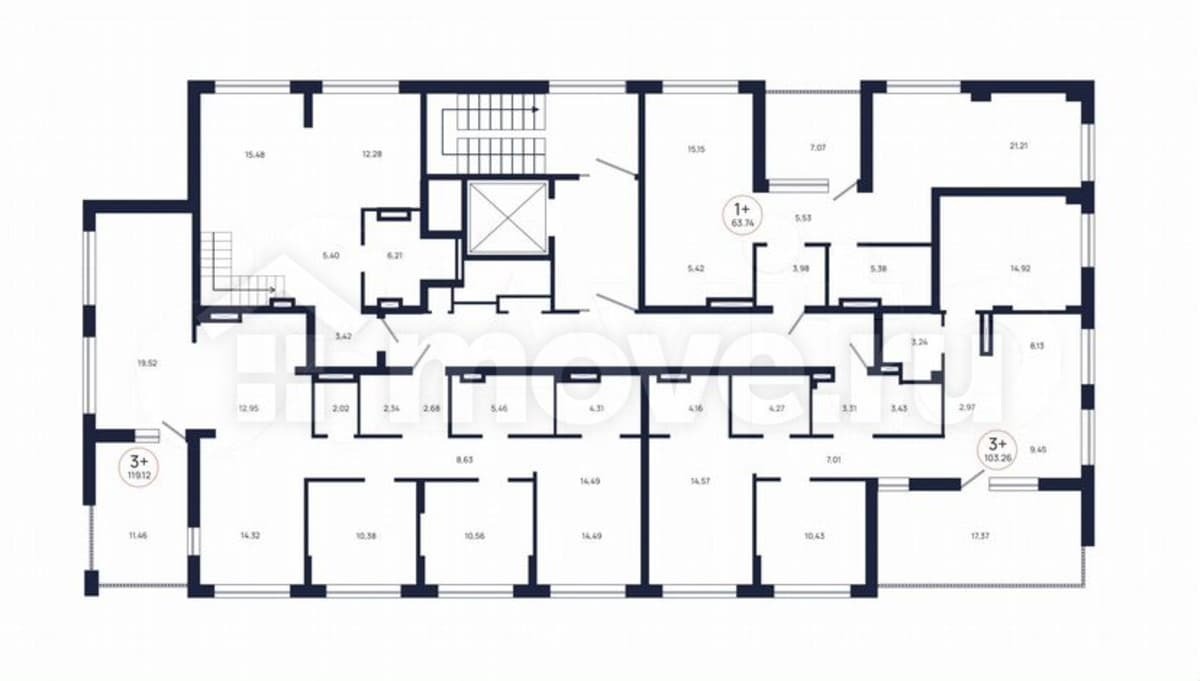 3-комн. квартира, 119.1 м²